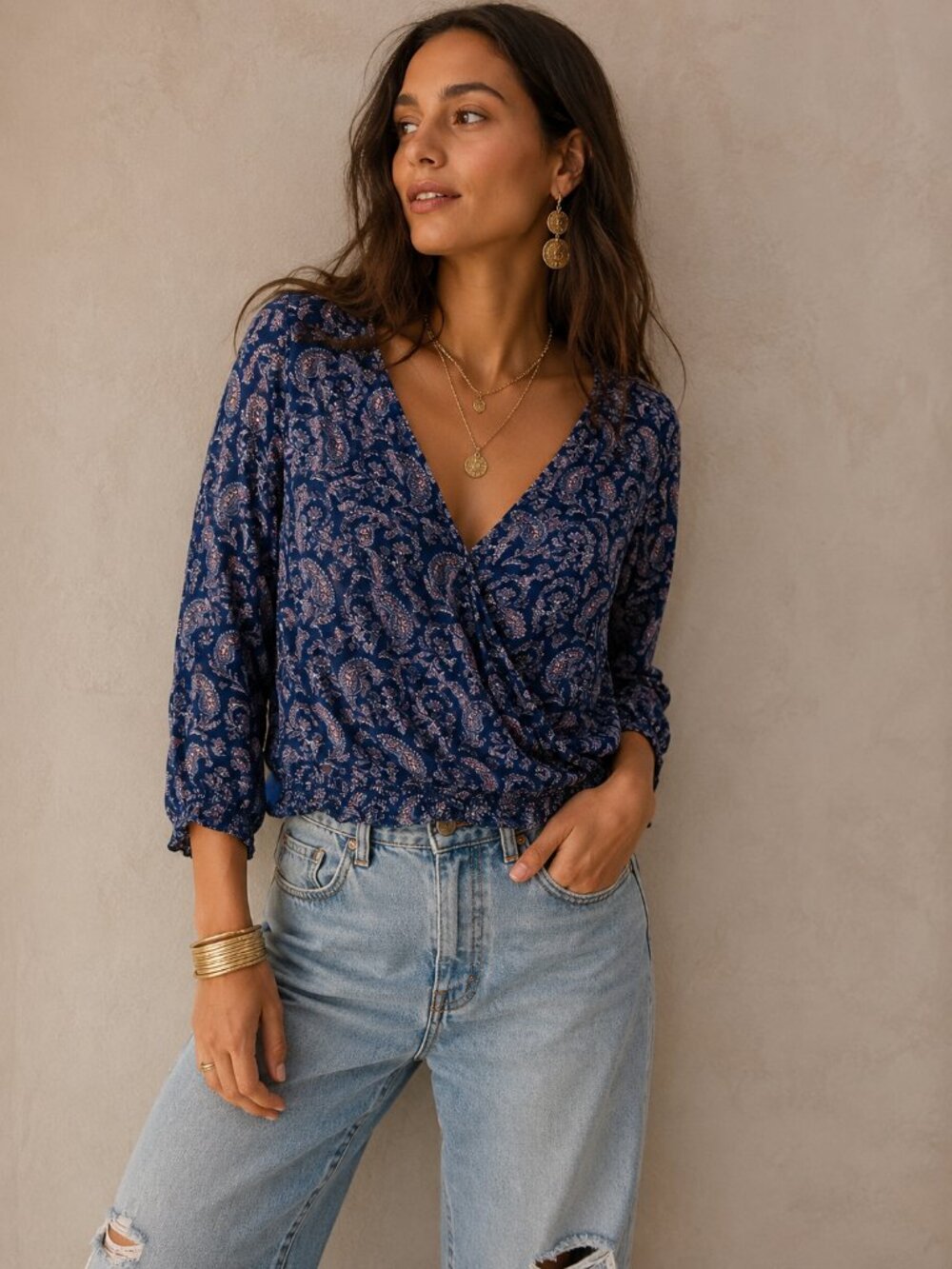 American Eagle Boho Paisley Top